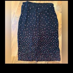 CJ banks lightweight floral vintage cottagecore whimsy skirt midi‎ 20W black red